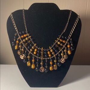 Elegant Black and Brown Beaded Necklace